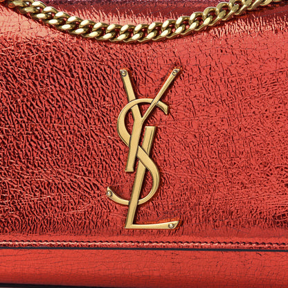 Saint Laurent Metallic Calfskin Small Classic Monogram Kate Satchel Red 9 of 9