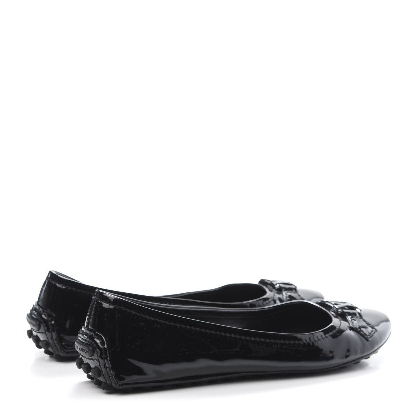 Patent Calfskin Oxford Ballerina Flats 38.5 Black