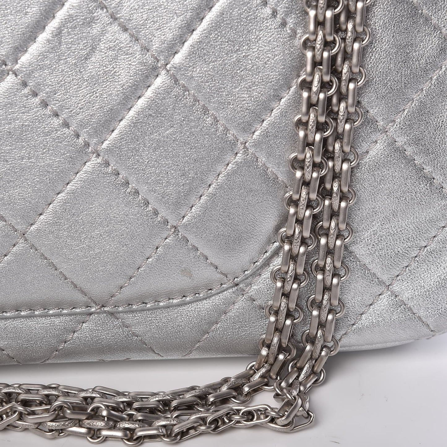 Metallic Lambskin Quilted 2.55 Reissue 227 Flap Silver
