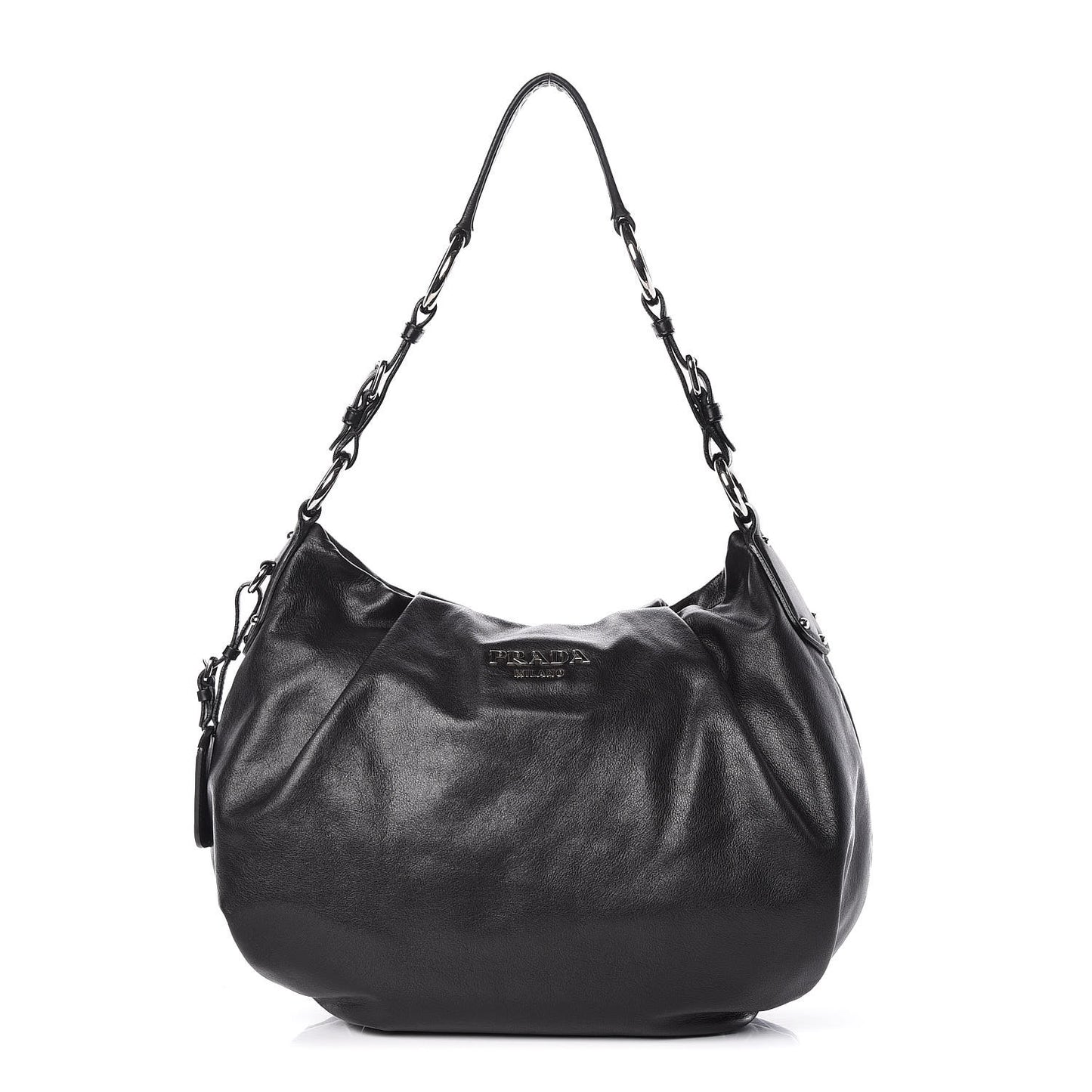 Soft Calf Pleated Hobo Black