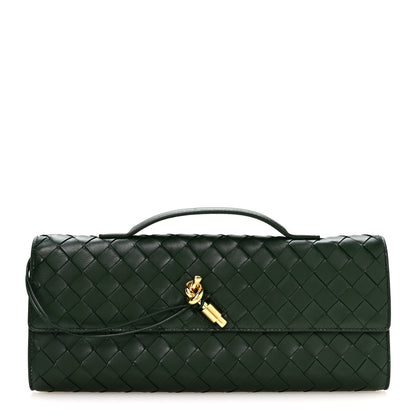 Bottega Veneta Nappa Intrecciato Long Andiamo Top Handle Clutch Emerald Green 1 of 7