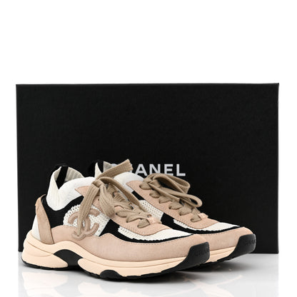 Chanel Mesh Suede Fabric Womens CC Sneakers 36 Light Pink White Black 9 of 9