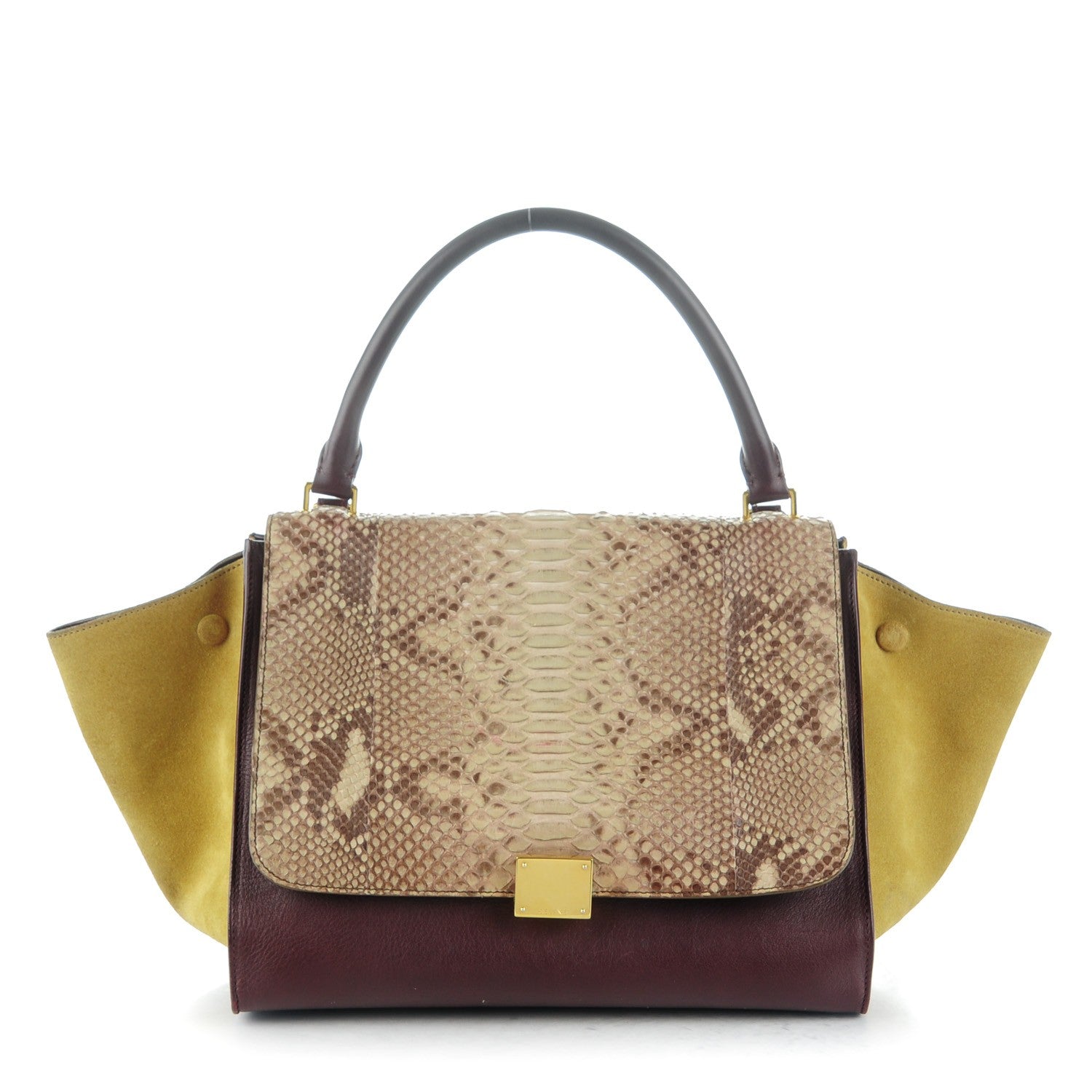 Celine Python Suede Medium Trapeze Khaki 1 of 10