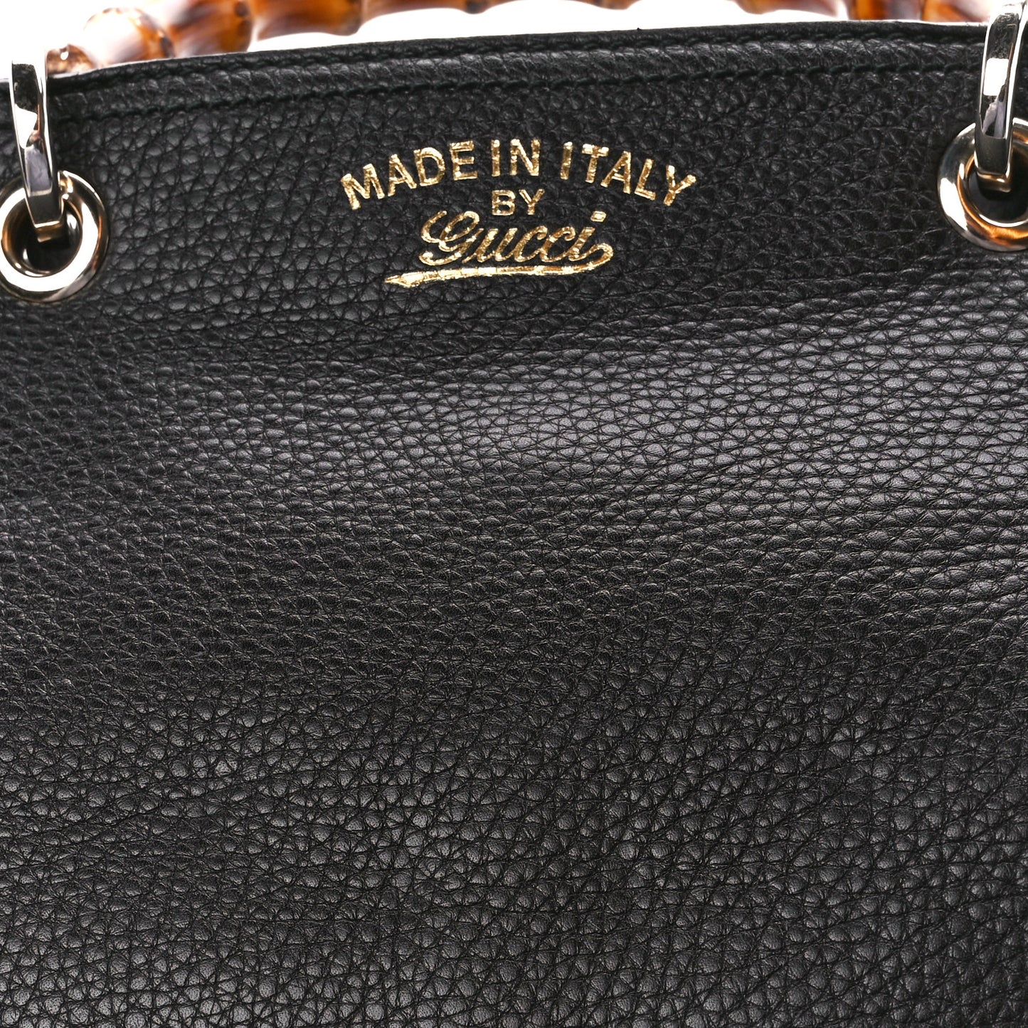 Calfskin Small Bamboo Shopper Tote Black