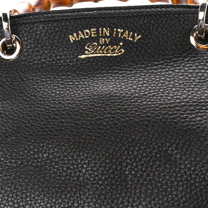 Gucci Calfskin Small Bamboo Shopper Tote Black 12 of 13