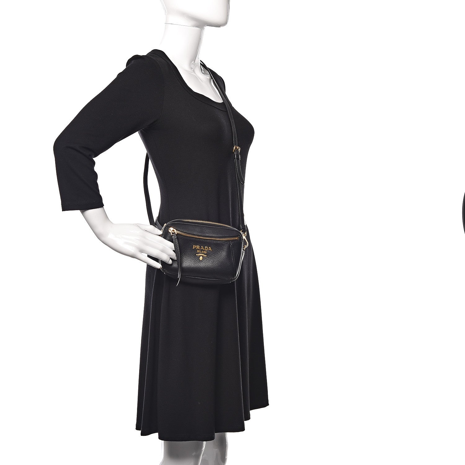 Prada Vitello Daino Belt Bag Black 2 of 9