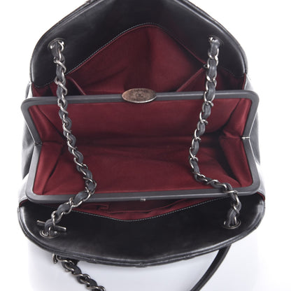 Chanel Glazed Calfskin Quilted Large Just Mademoiselle Bowling Bag Grey 5 of 7