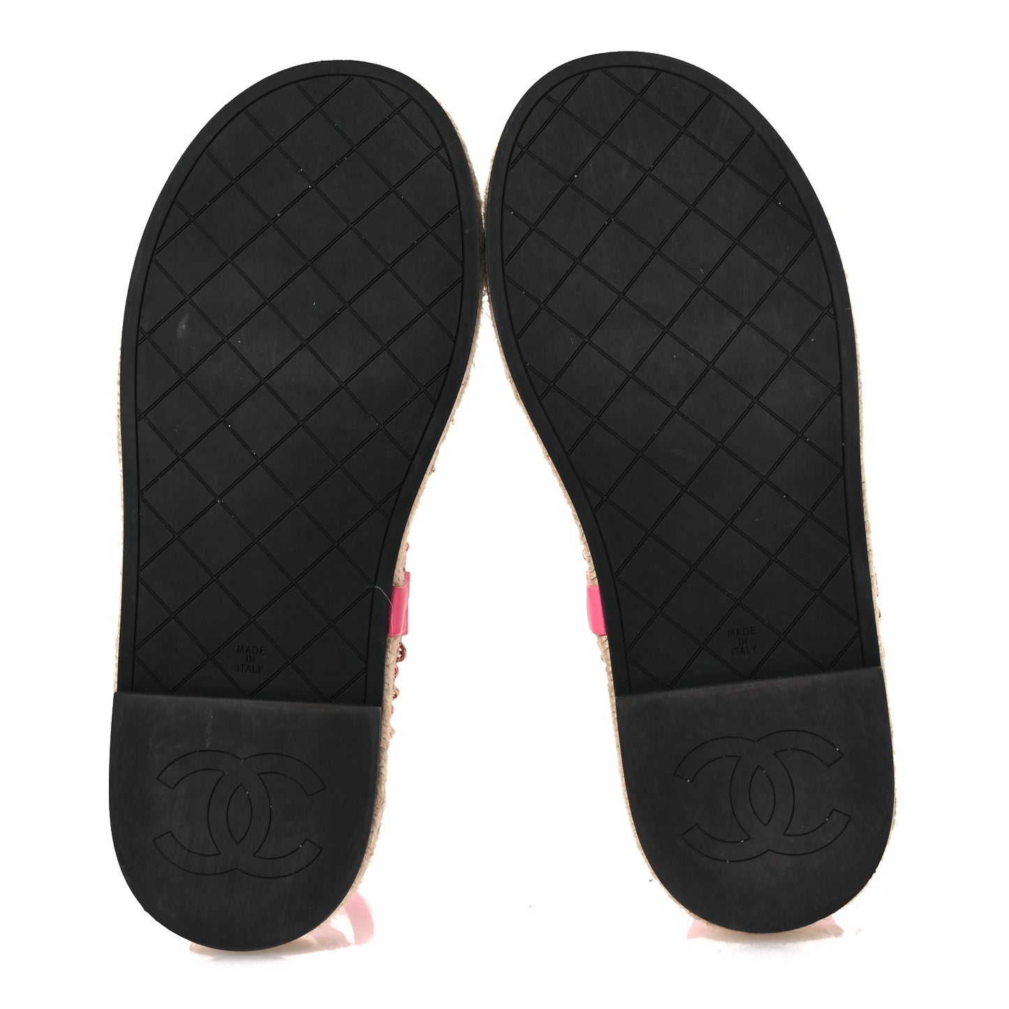 Lambskin Chain CC Thong Espadrille Sandals 39 Pink