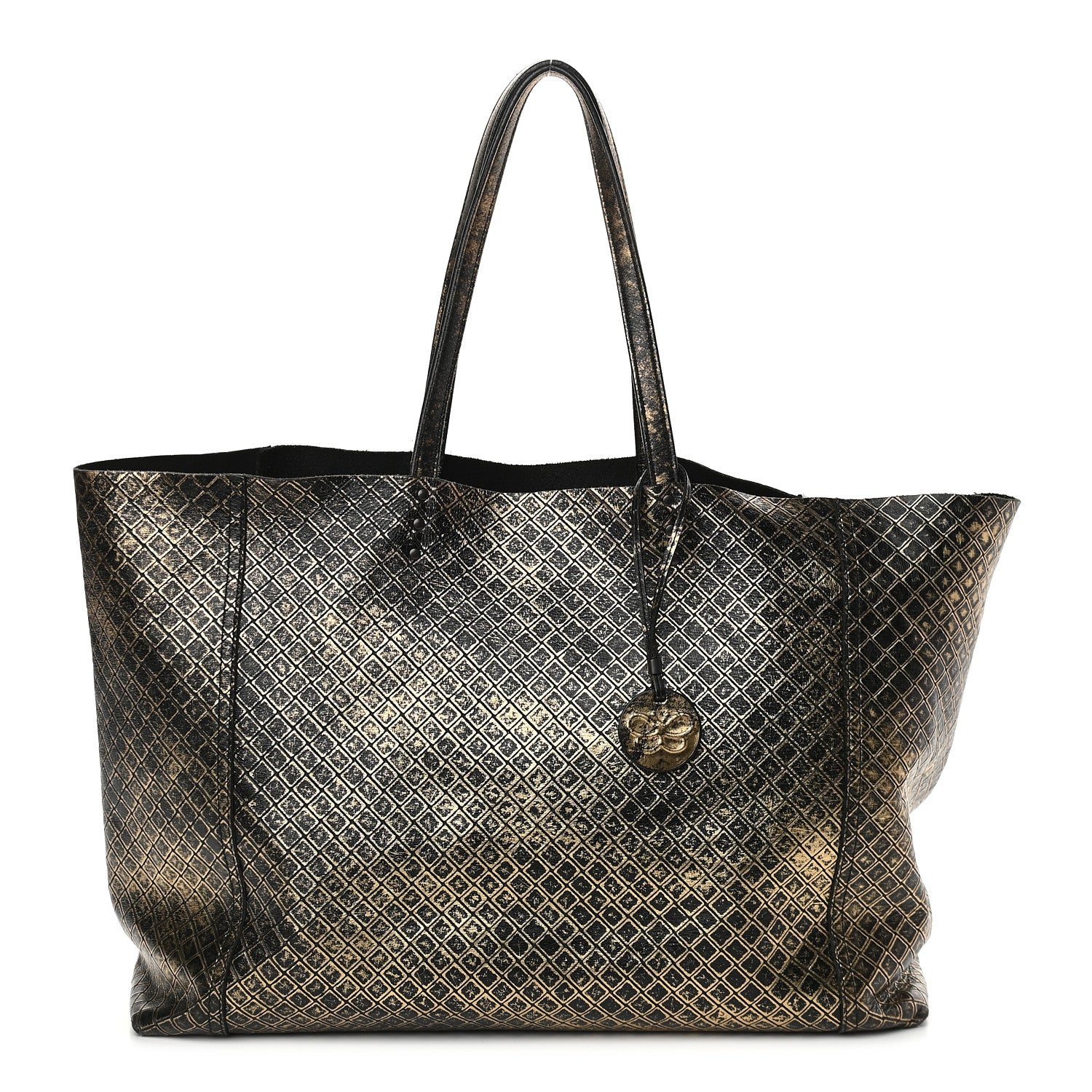 Bottega Veneta Calfskin Intrecciomirage Large Tote Black Gold 1 of 10