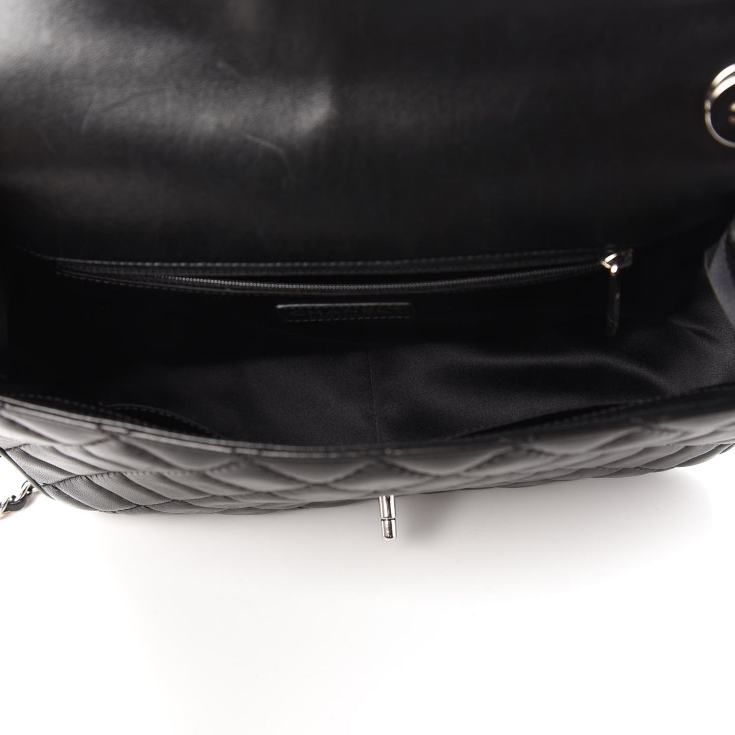 Lambskin Quilted Jumbo Easy Carry Flap Black