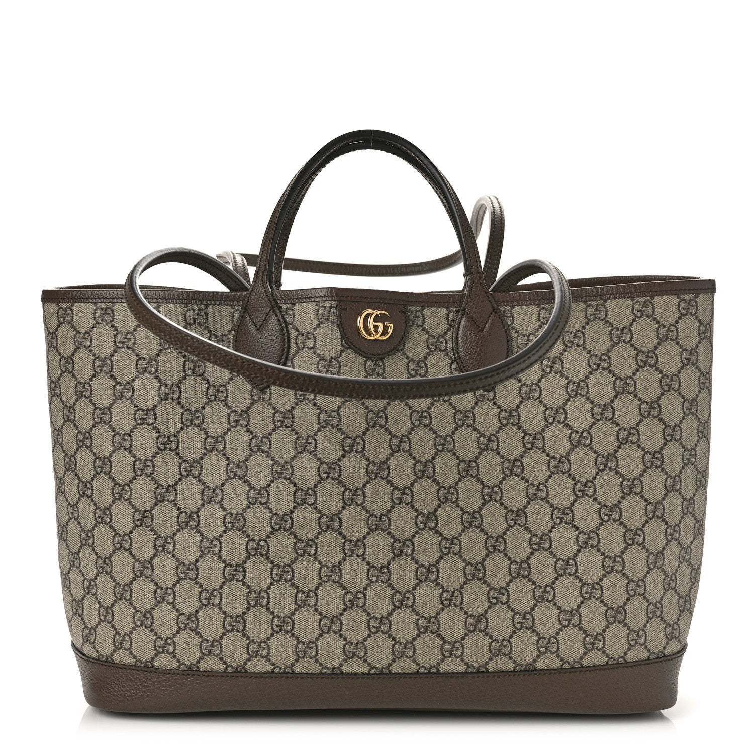 Gucci GG Supreme Monogram Textured Calfskin Medium Ophidia Shoulder Tote Bag Beige Ebony New Acero 1 of 8