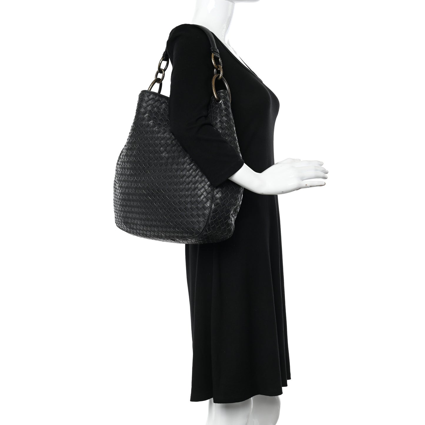 Nappa Intrecciato Medium Loop Black