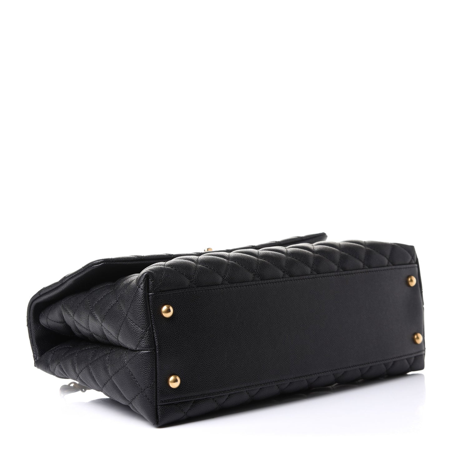 Caviar Lizard Quilted Medium Coco Handle Flap Black