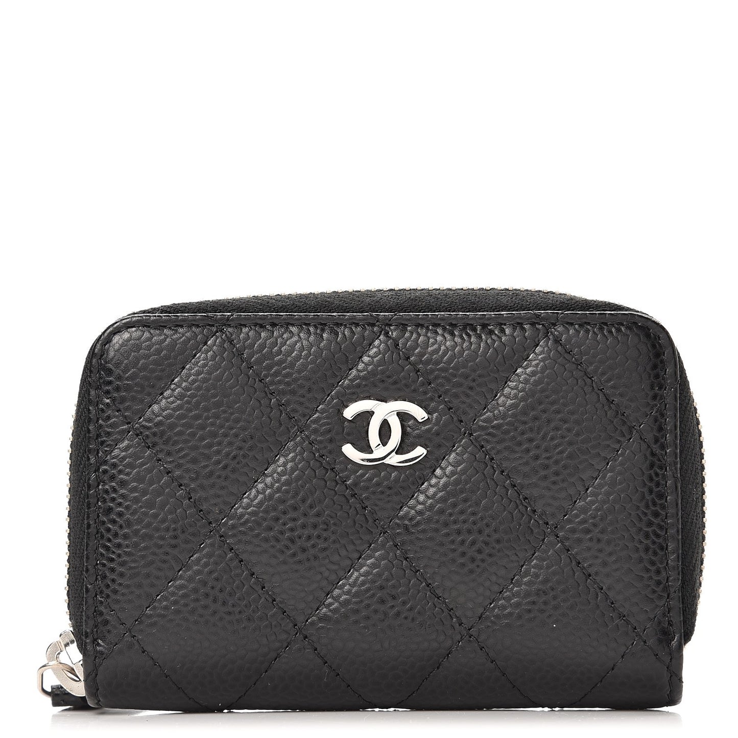 Caviar Quilted Zip Coin Purse Black