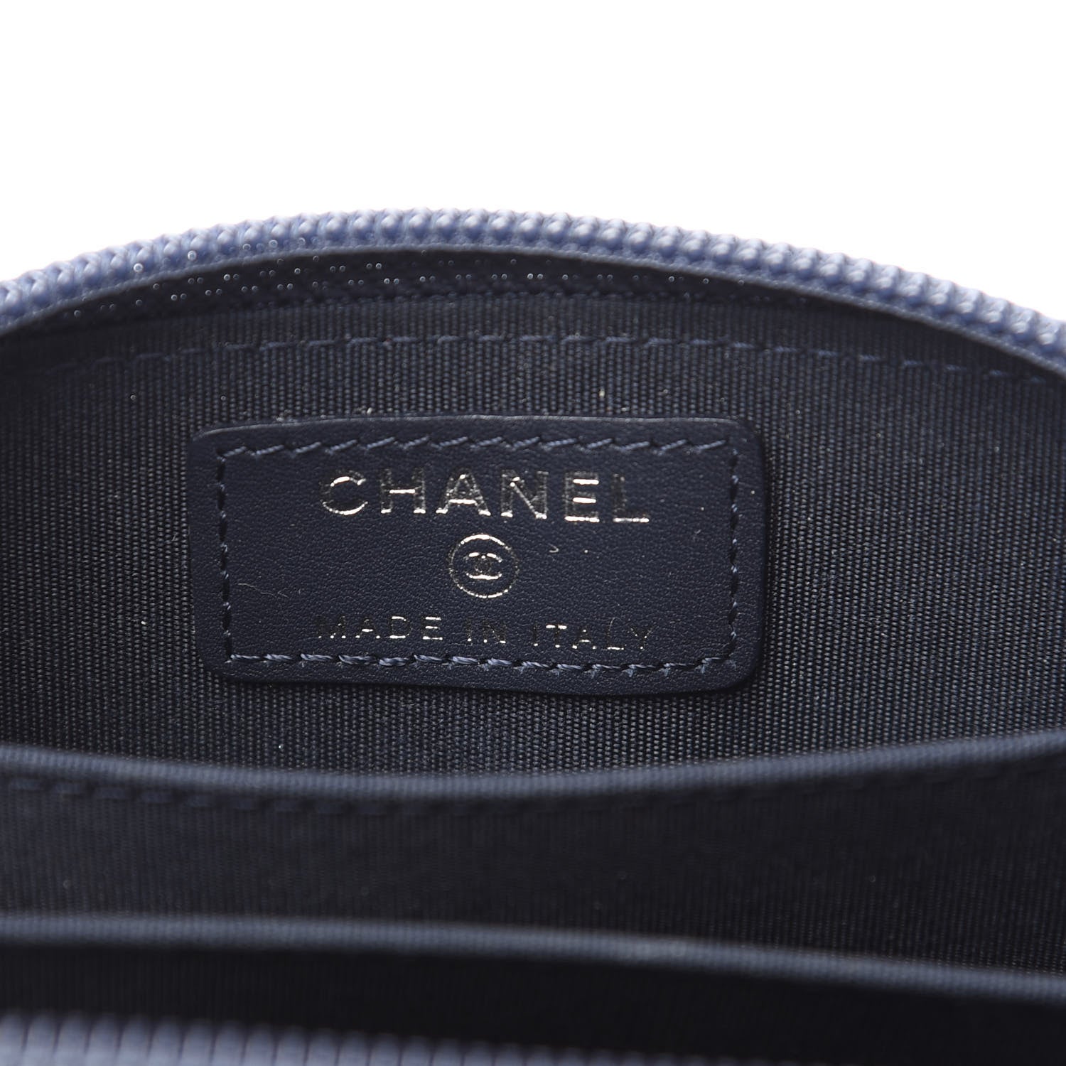 Chanel Calfskin Chevron Zip Around Boy Coin Purse Wallet Dark Navy 6 of 7