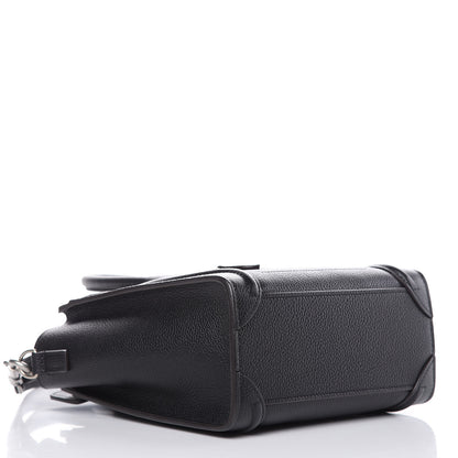 Celine Drummed Calfskin Nano Luggage Black 4 of 9