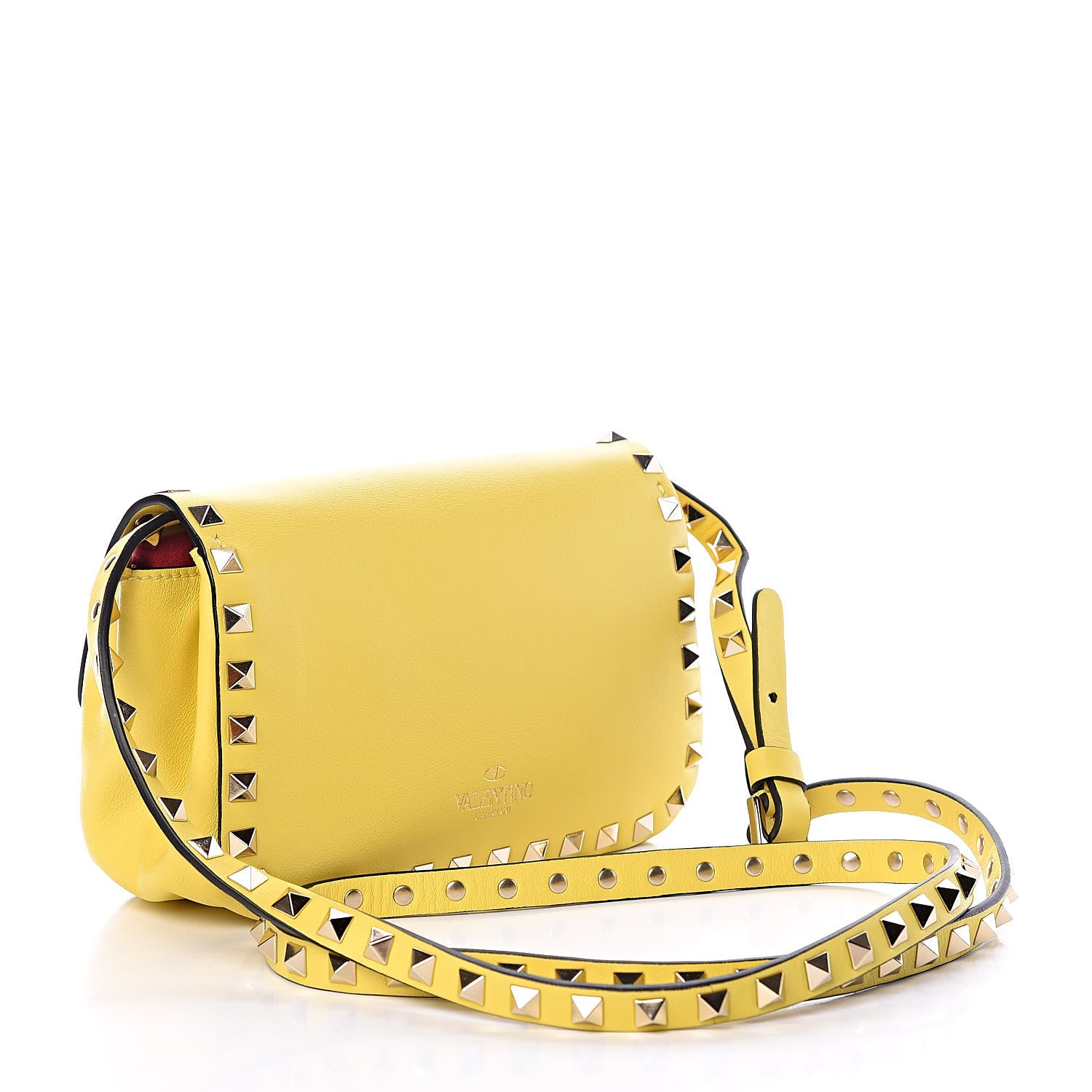 Valentino Garavani Vitello Mini Rockstud Flap Saddle Crossbody Bag Naples Yellow 3 of 15
