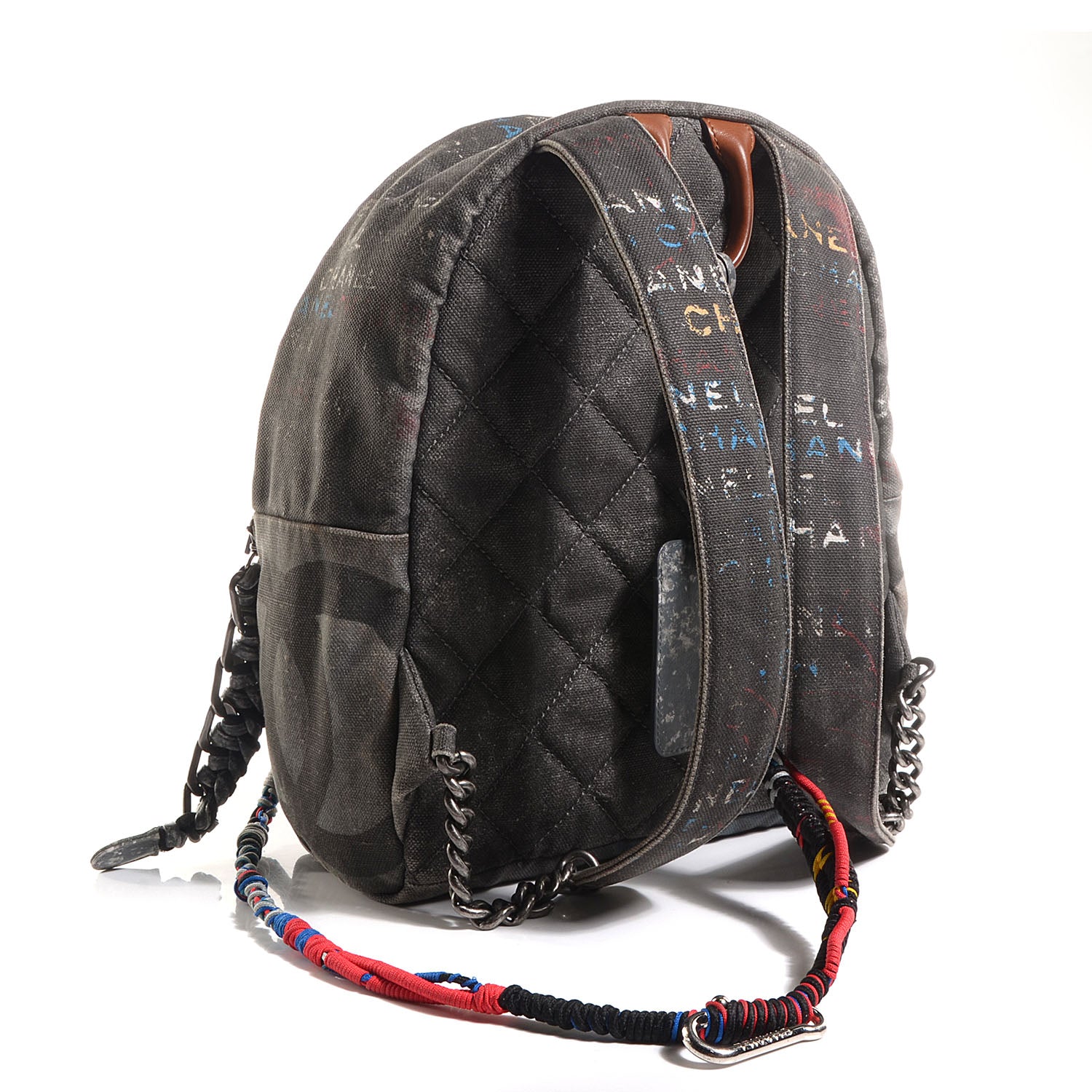 Chanel Graffiti Printed Canvas Medium Backpack Grey 3 of 7