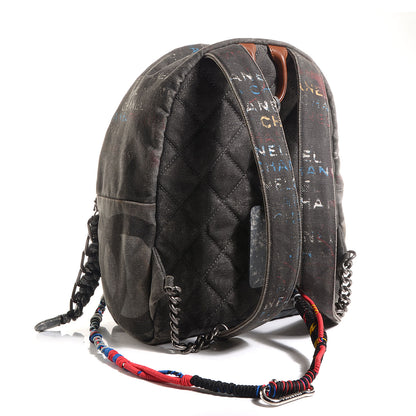 Chanel Graffiti Printed Canvas Medium Backpack Grey 3 of 7