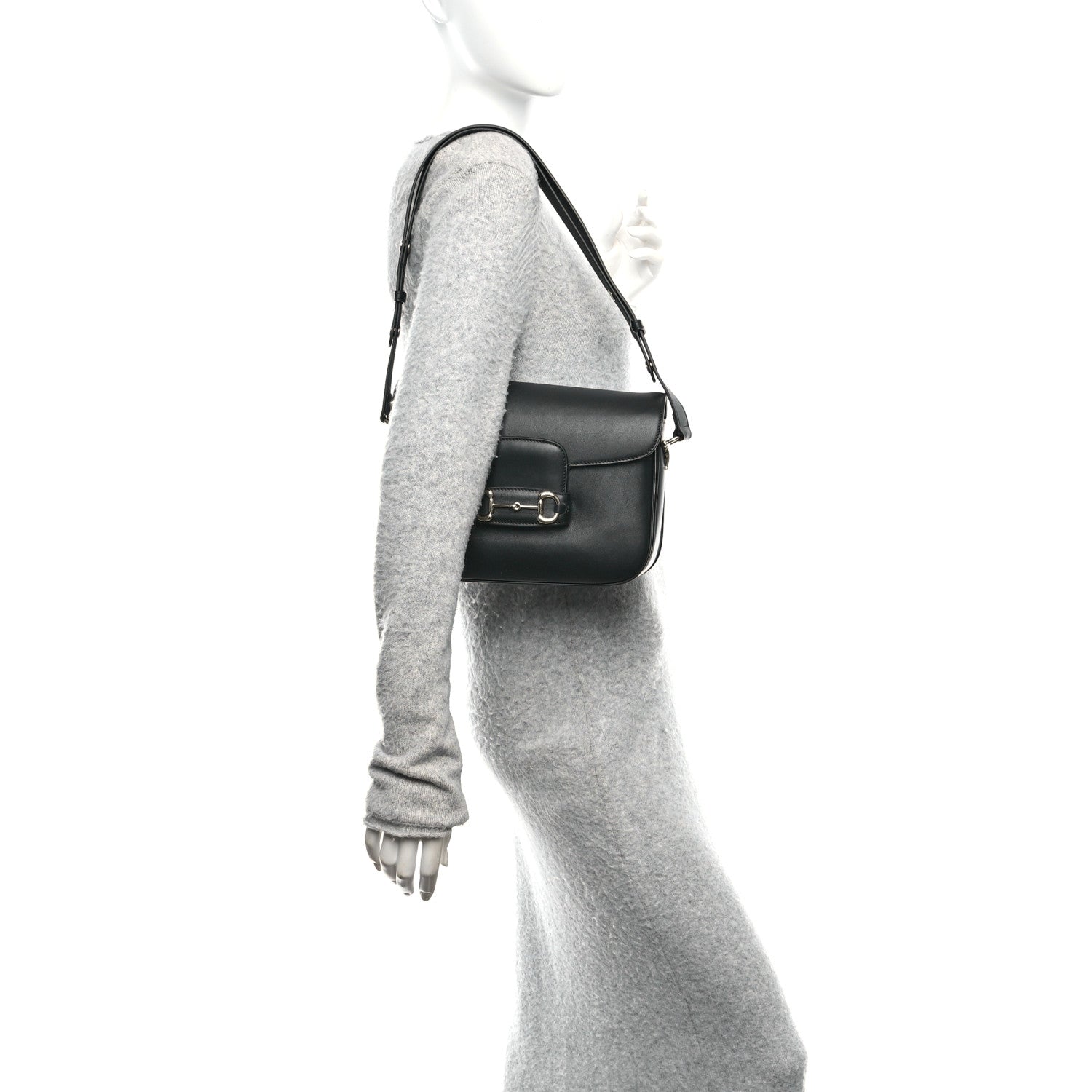 Gucci Ciny Lux Calfskin Horsebit 1955 Soft Small Shoulder Bag Black 2 of 11