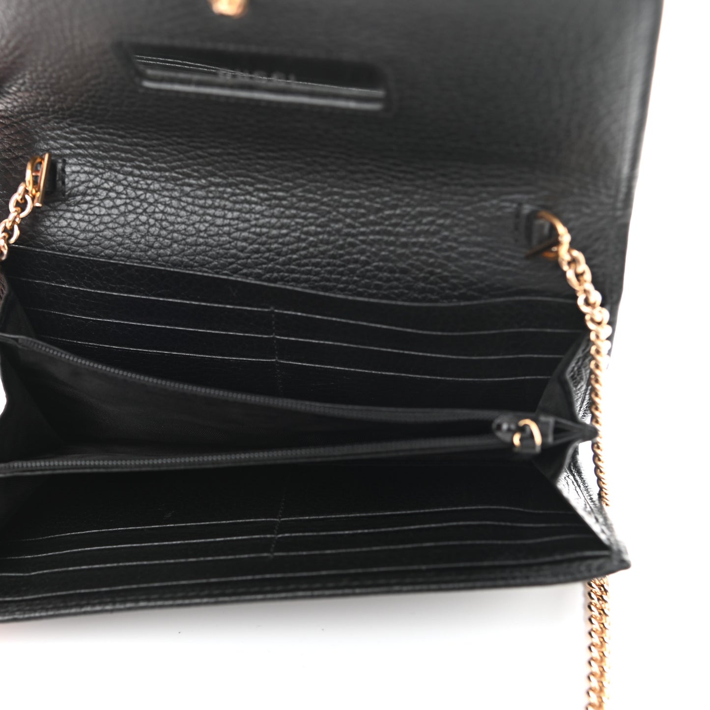 Calfskin Petite GG Marmont Wallet Chain Bag Black