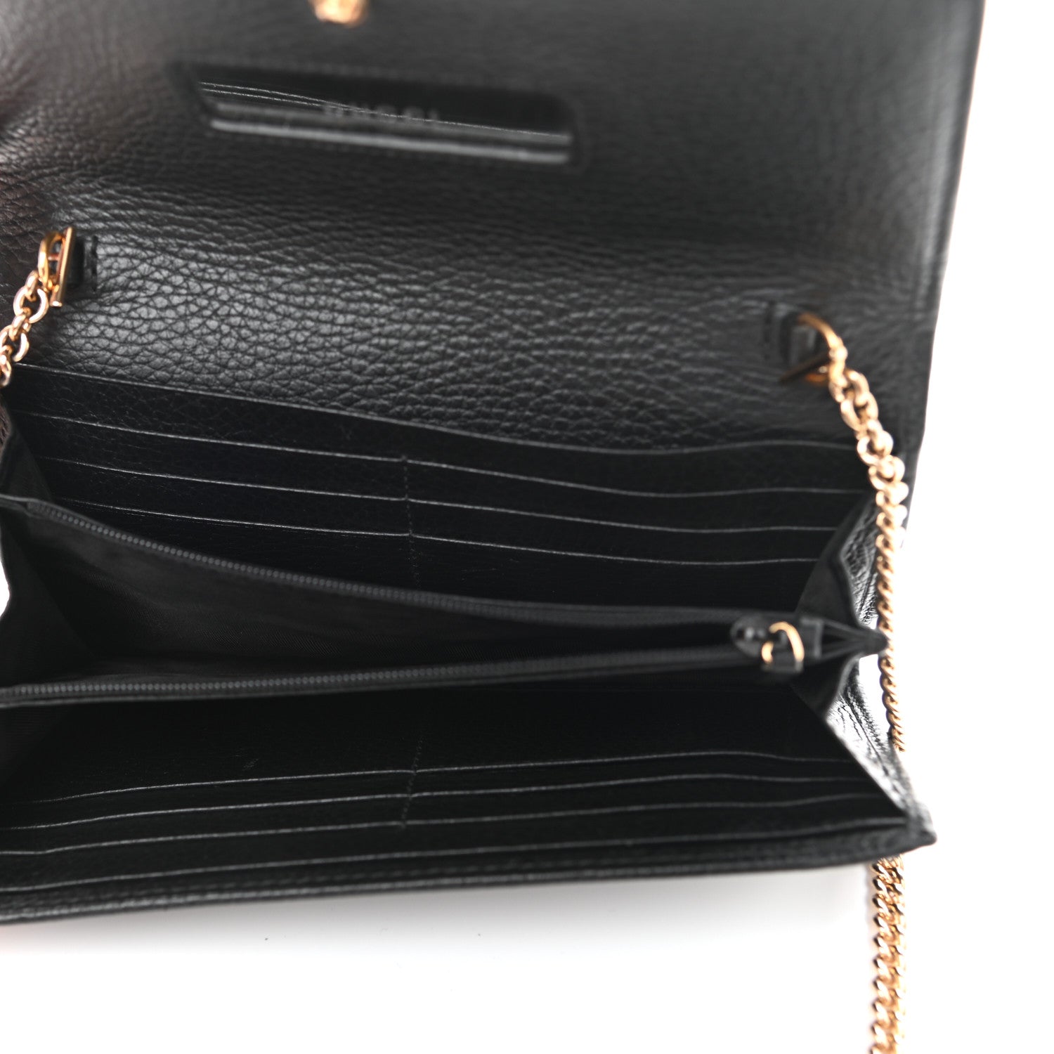 Gucci Calfskin Petite GG Marmont Wallet Chain Bag Black 4 of 10