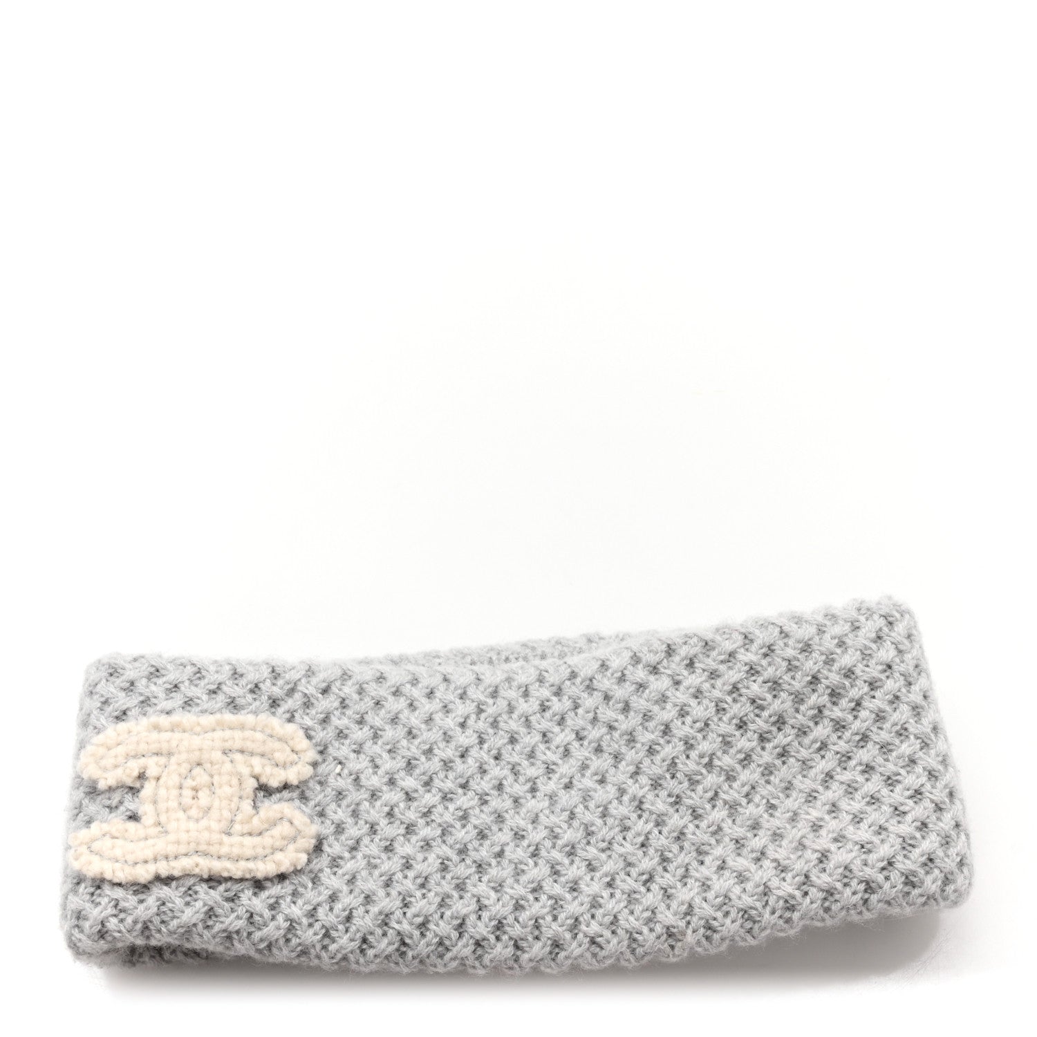 Chanel Cashmere CC Headband Grey Ecru 1 of 4