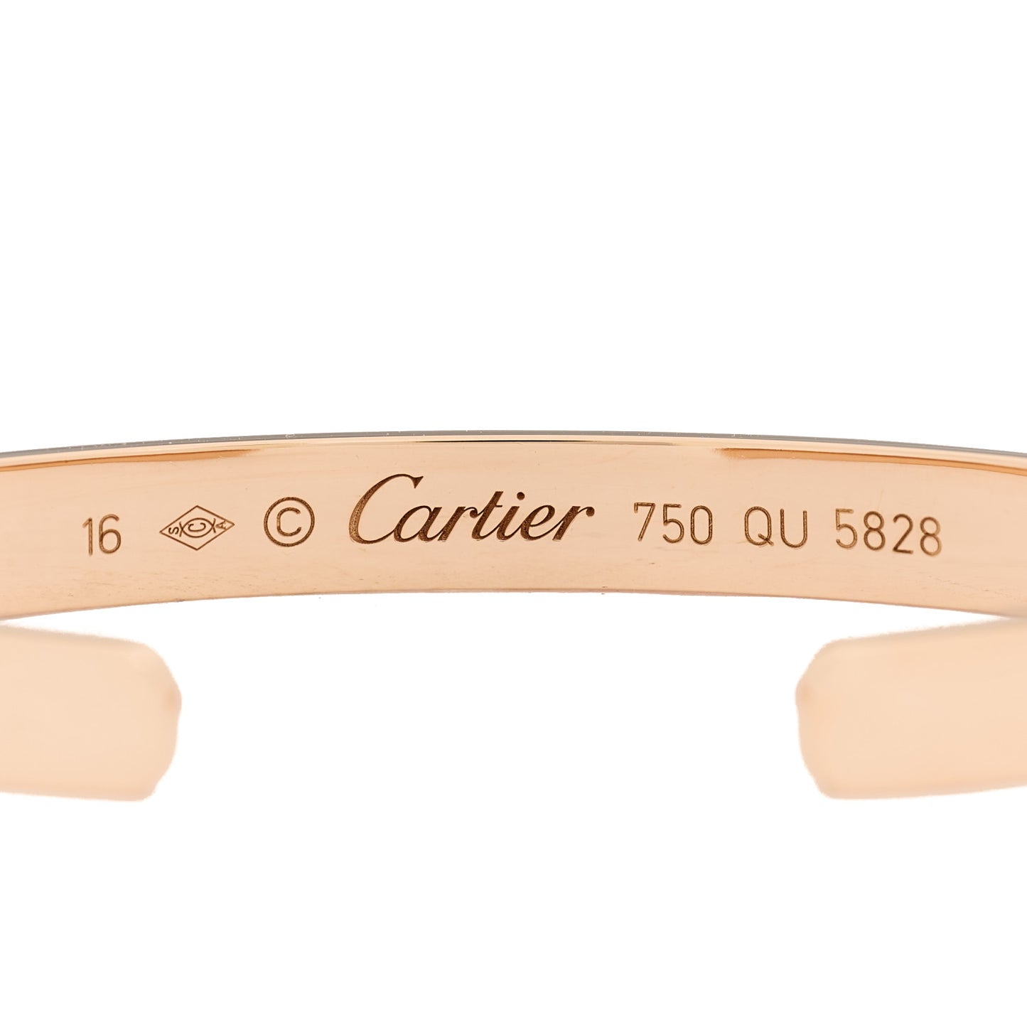 18K Yellow Gold LOVE Cuff Bracelet 16