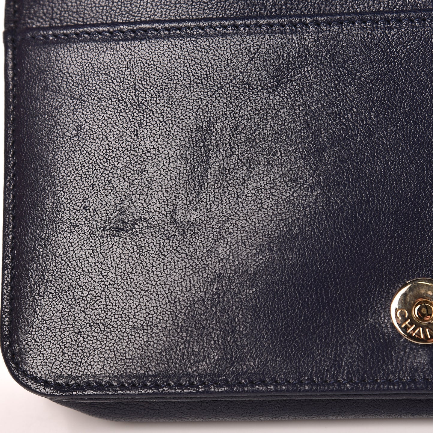 Sheepskin Quilted Mademoiselle Vintage Wallet On Chain WOC Navy