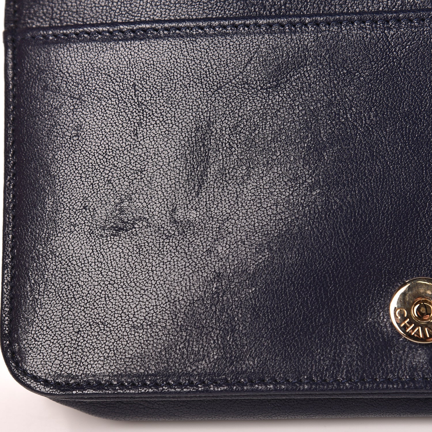 Chanel Sheepskin Quilted Mademoiselle Vintage Wallet On Chain WOC Navy 13 of 14