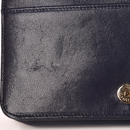 Chanel Sheepskin Quilted Mademoiselle Vintage Wallet On Chain WOC Navy 13 of 14