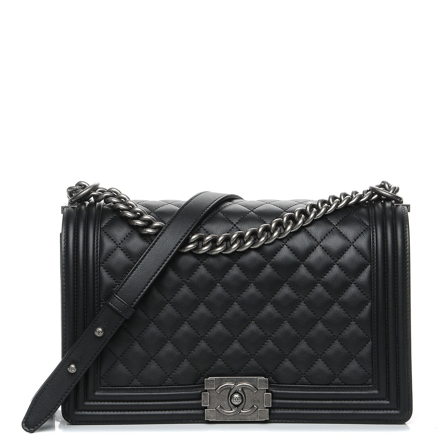 Calfskin Quilted New Medium Boy Flap Black