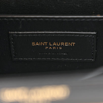 Saint Laurent Raffia Calfskin Mini Classic Monogram Cassandra Top Handle Black Natural 6 of 10