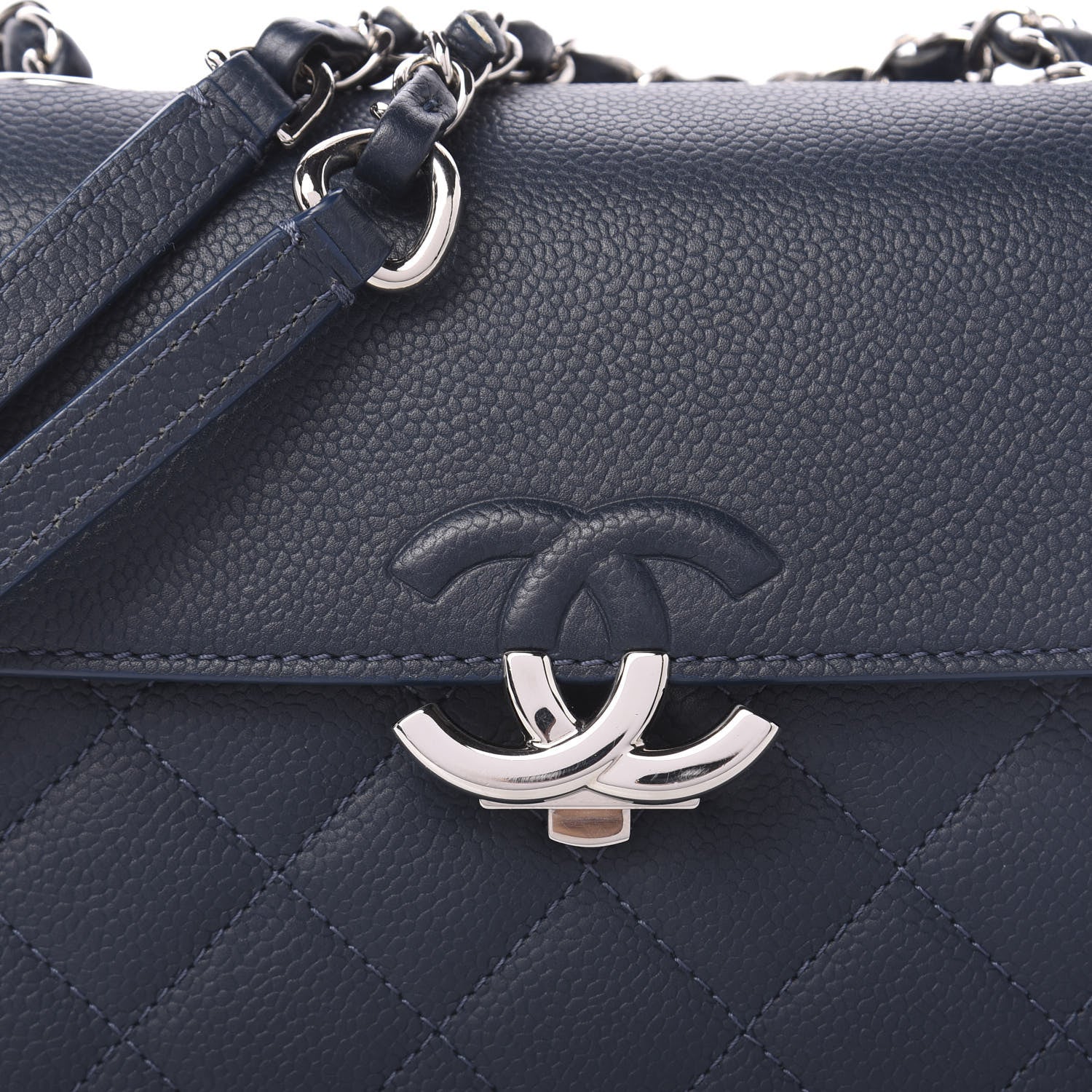 Chanel Grained Calfskin Quilted Large CC Box Flap Blue 10 of 11
