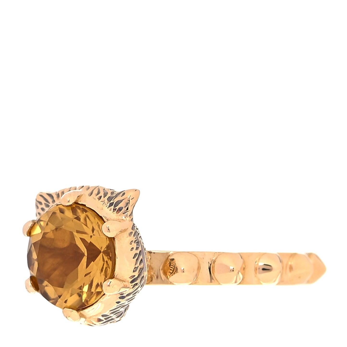 18K Yellow Gold Citrine Diamond Le Marché Des Merveilles Feline Ring 53 6.5