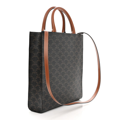 Celine Triomphe Canvas Calfskin Small Vertical Cabas Tan 3 of 9