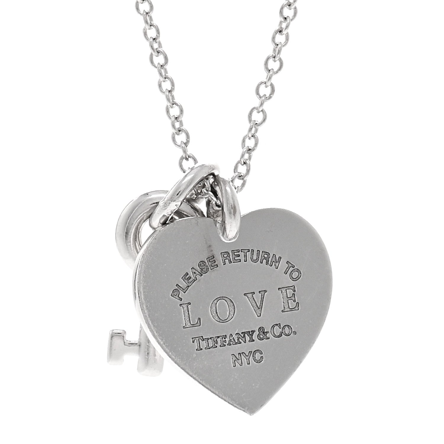 Tiffany 18K White Gold Diamond Return to Love Heart Tag Key