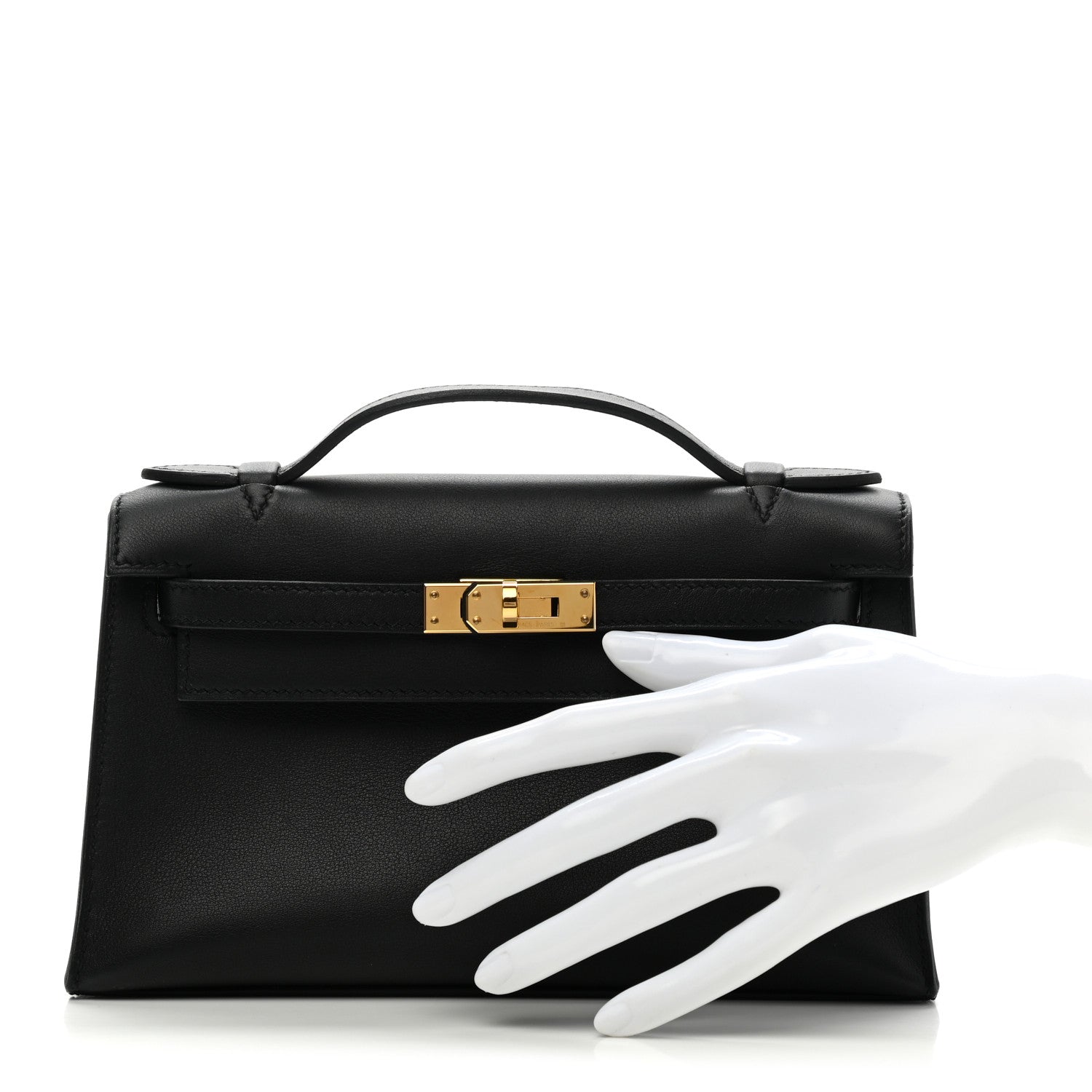 Hermes Swift Kelly Pochette Clutch Black 2 of 11