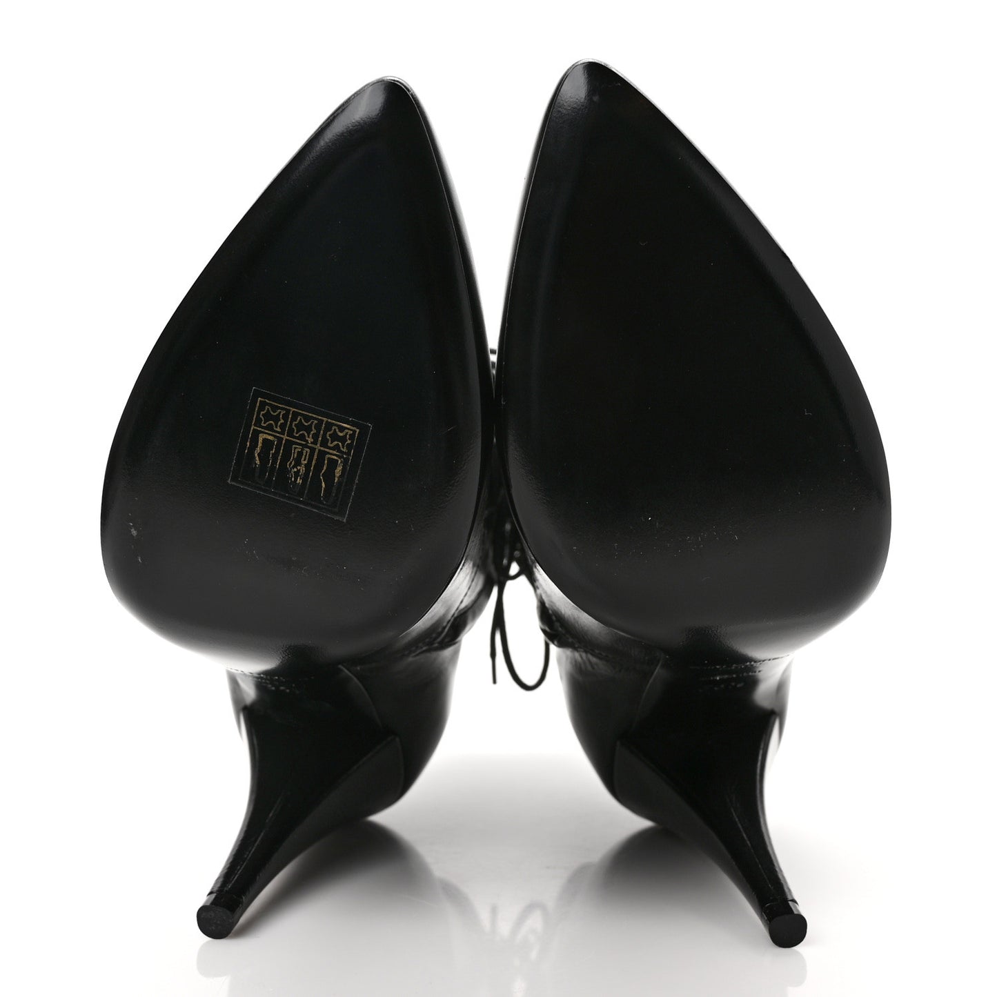 Shiny Calfskin Fetish Lace Up Ankle Boots 36.5 Black