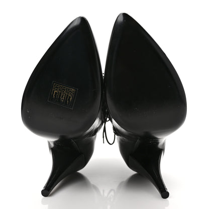Saint Laurent Shiny Calfskin Fetish Lace Up Ankle Boots 36.5 Black 5 of 9