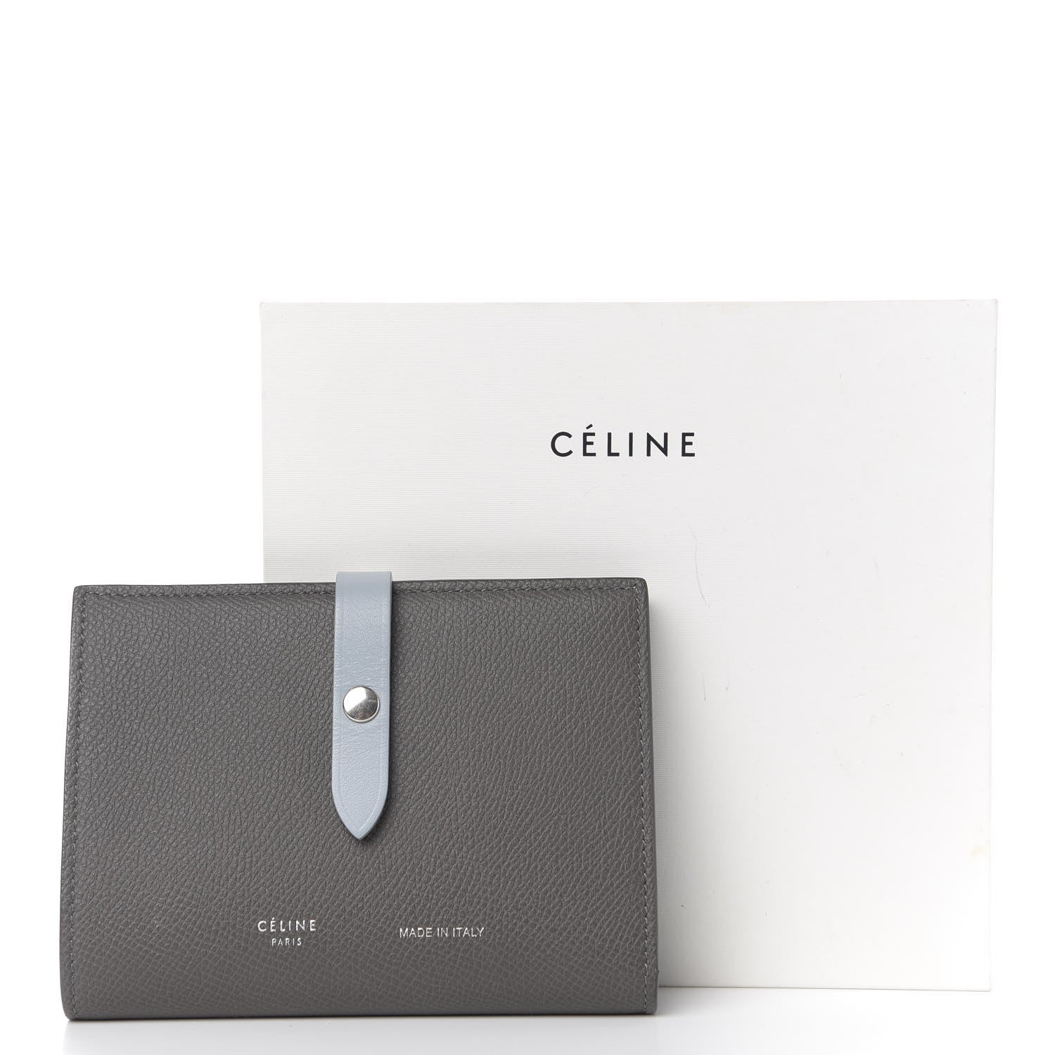 Celine Grained Calfskin Large Multifunction Strap Wallet Pebble Mineral 7 of 7