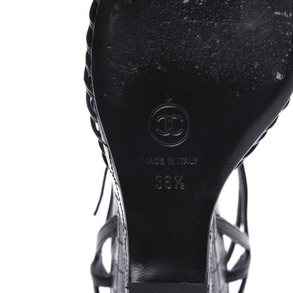 Chanel Lambskin Slingback Camellia Wedge Sandals 36.5 Black 9 of 11