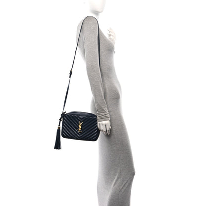 Saint Laurent Calfskin Matelasse Monogram Lou Camera Bag Deep Marine 2 of 11