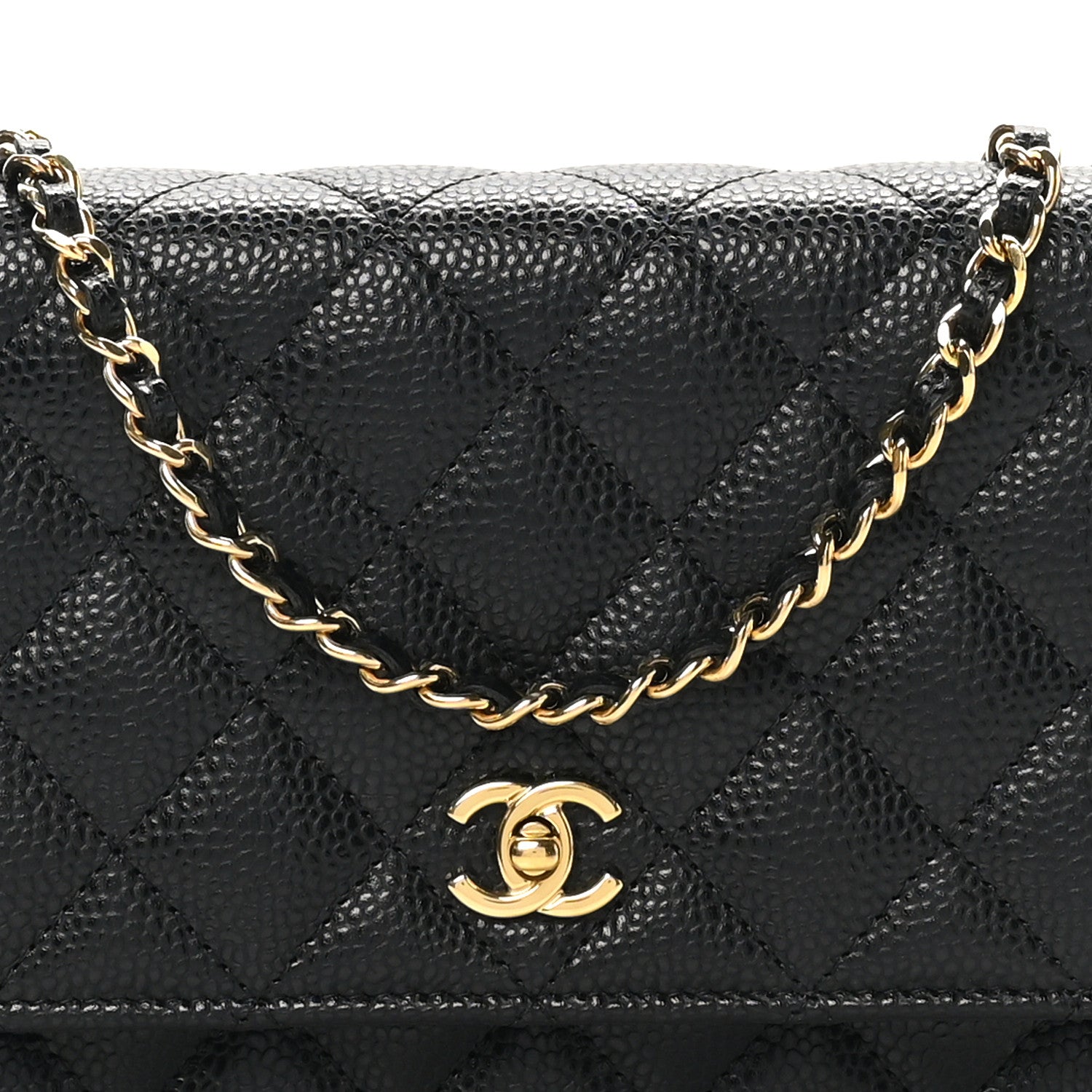 Chanel Caviar Quilted CC Turnlock Wallet On Chain Black 9 of 12