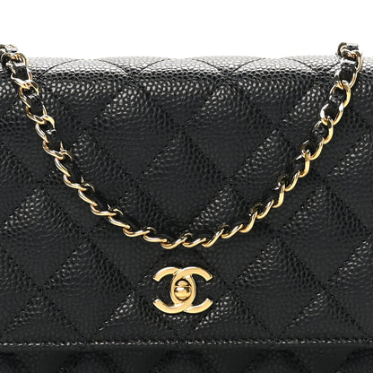 Chanel Caviar Quilted CC Turnlock Wallet On Chain Black 9 of 12