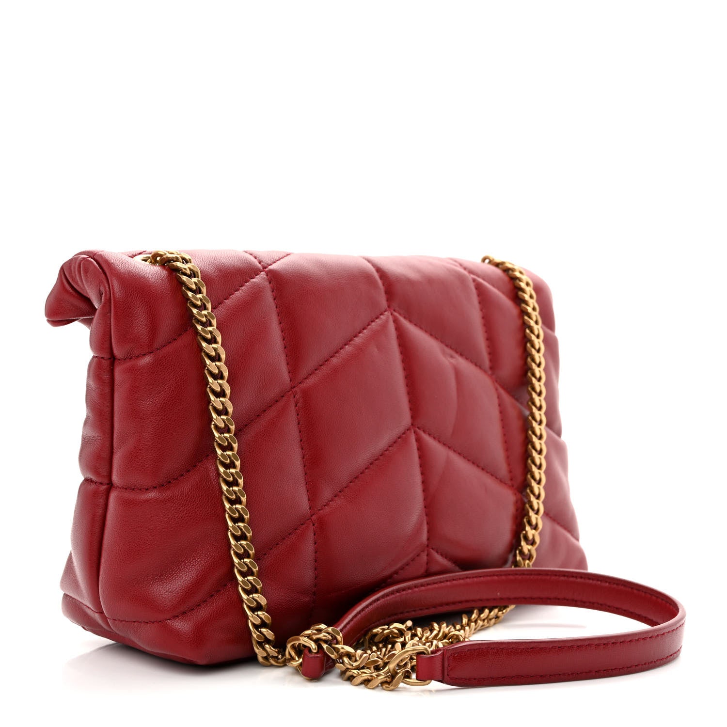 Saint Laurent Lambskin Quilted Toy Loulou Puffer Monogram Chain Satchel Opyum Red 3 of 14