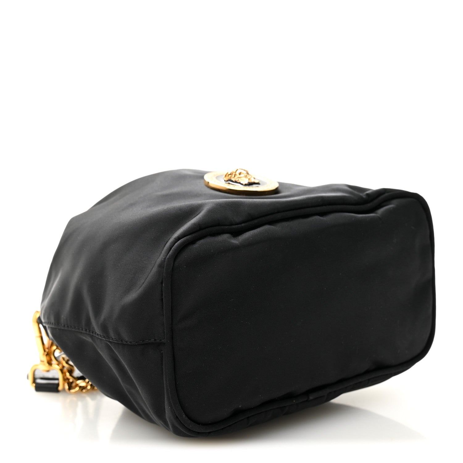 Versace Nylon Medusa Drawstring Bucket Bag Black 7 of 17