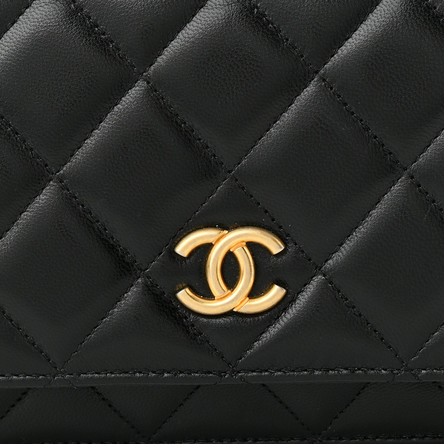 Goatskin Quilted Punk Essentials Wallet On Chain WOC Black