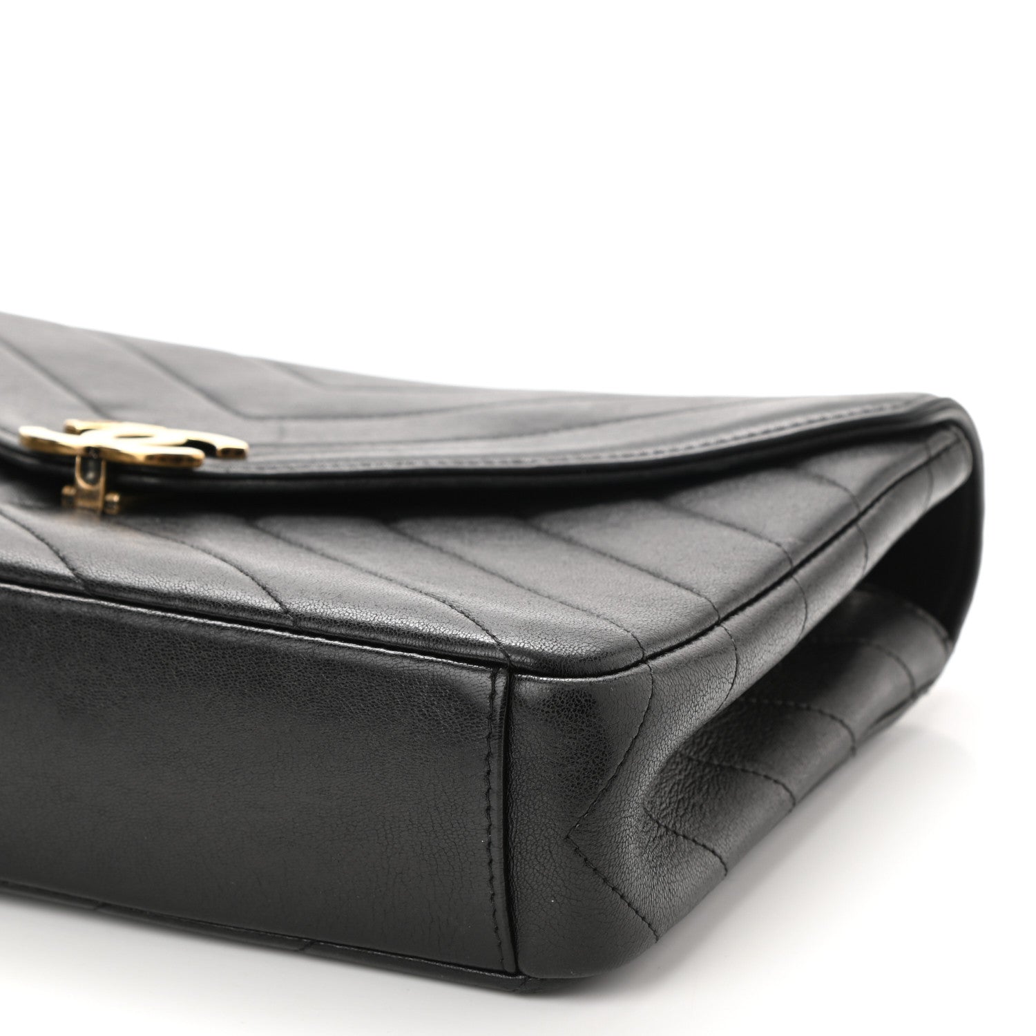 Chanel Lambskin Chevron Quilted Medium Envelope Flap Black 10 of 13