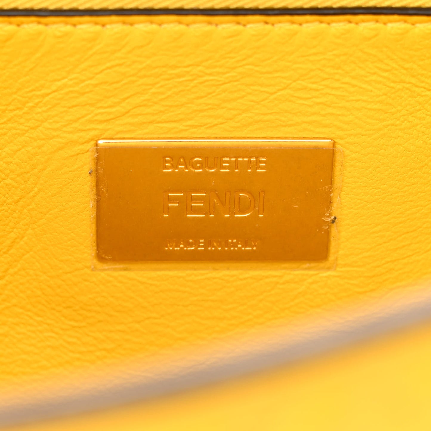 Nappa Small FF Embossed Midi Chain Baguette Mimosa
